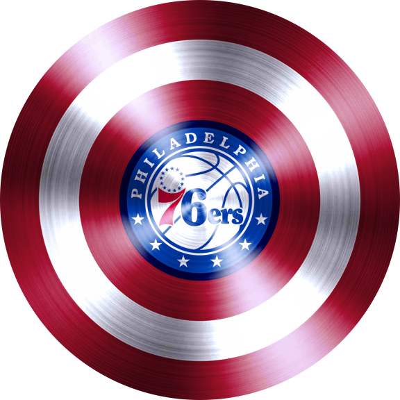 Captain American Shield With Philadelphia 76ers Logo vinyl decal